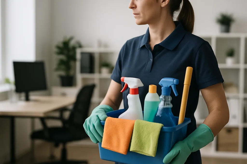 Équipe de nettoyage professionnel désinfectant un appartement à Molsheim.