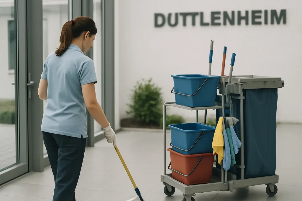 Équipe de nettoyage professionnelle en action dans un logement à Duttlenheim.