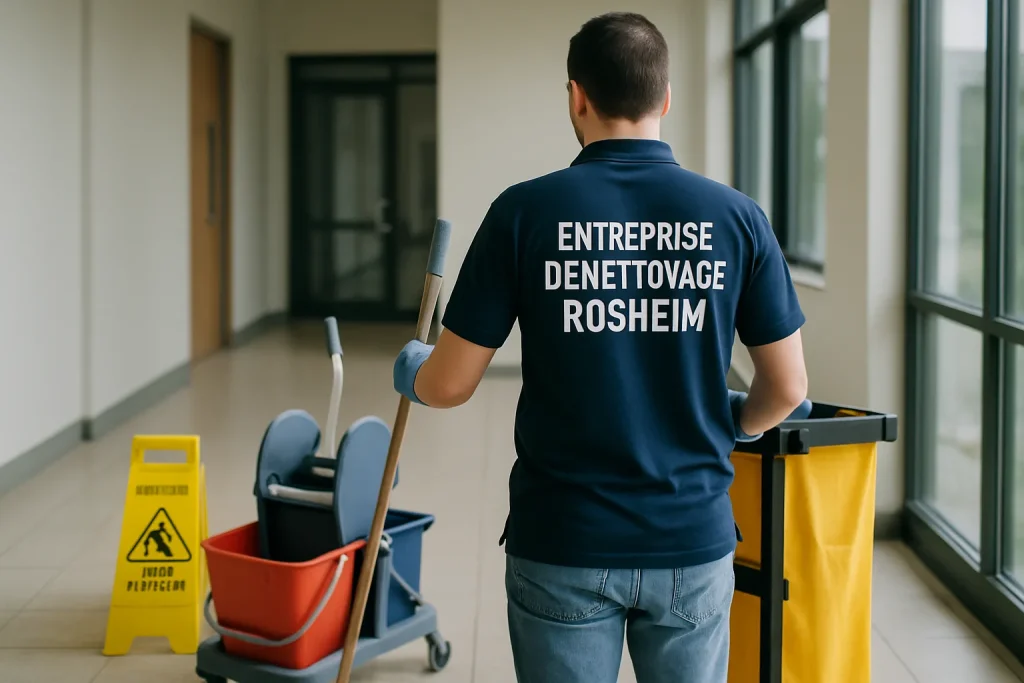 Équipe de professionnels du nettoyage en action dans un appartement à Rosheim.