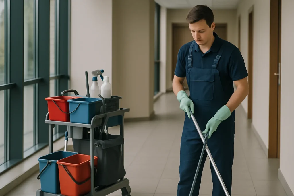 Équipe professionnelle nettoyant un appartement à HUTTENHEIM avec des équipements spécialisés.