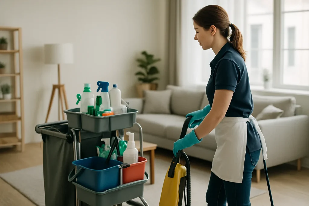 Équipe de nettoyage à Barr, désinfectant un appartement insalubre avec soin.