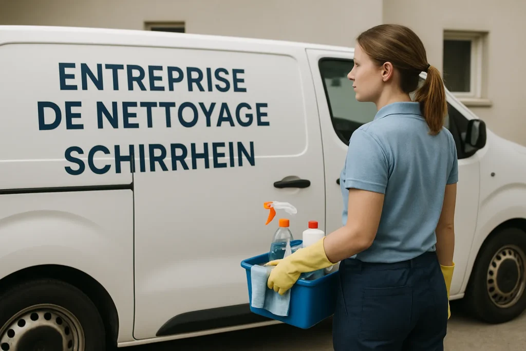 Maison propre à Schirrhein, avec un professionnel du nettoyage en action.