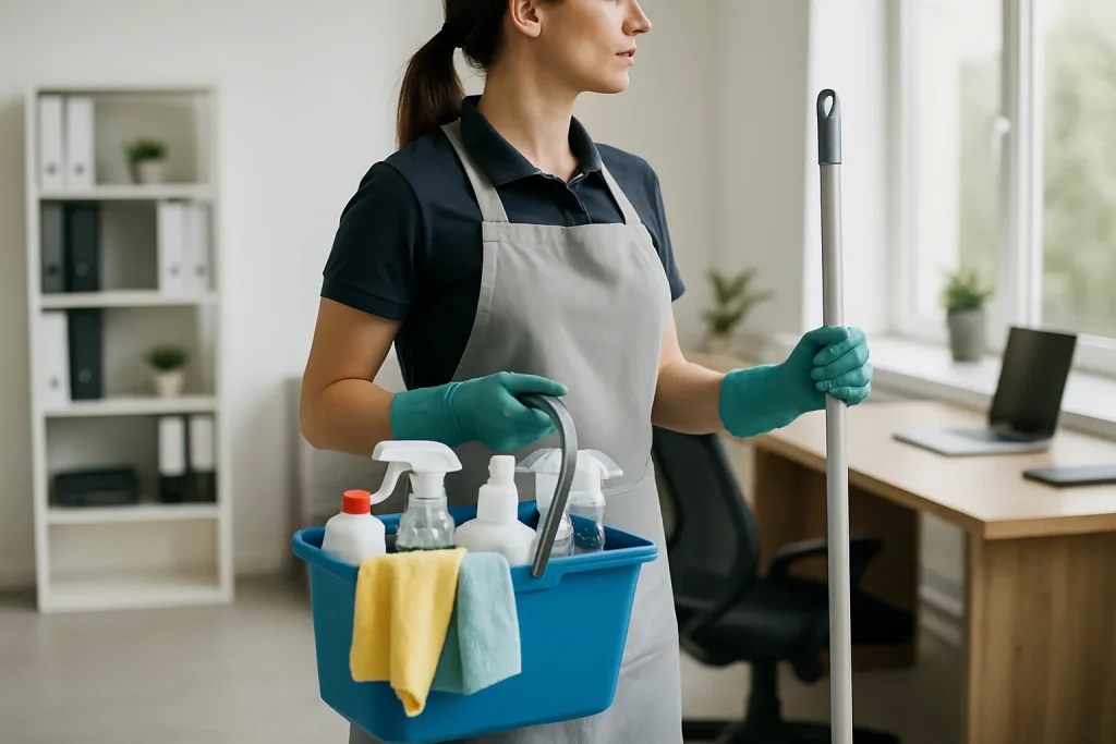 Professionnel du nettoyage dans un appartement insalubre à Souffelweyersheim, utilisant des outils modernes.