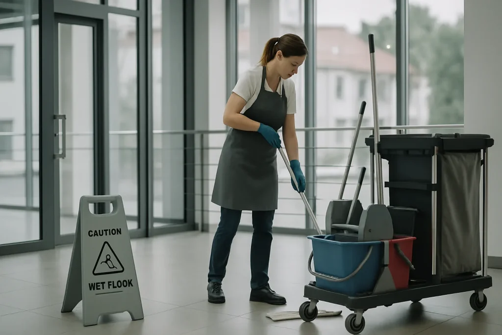 Des agents de nettoyage travaillent dans un appartement à BISCHWILLER, utilisant du matériel spécialisé.